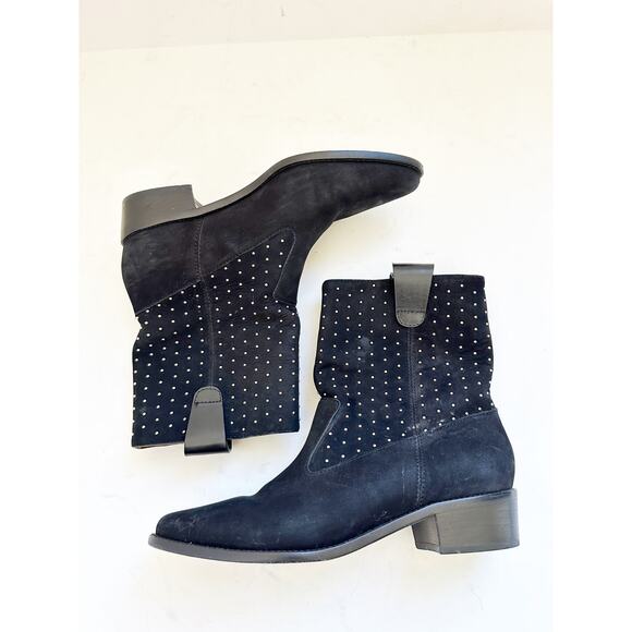 Rebecce Minkoff Suede Studded Bootie Black Ankle 7 - Picture 1 of 4